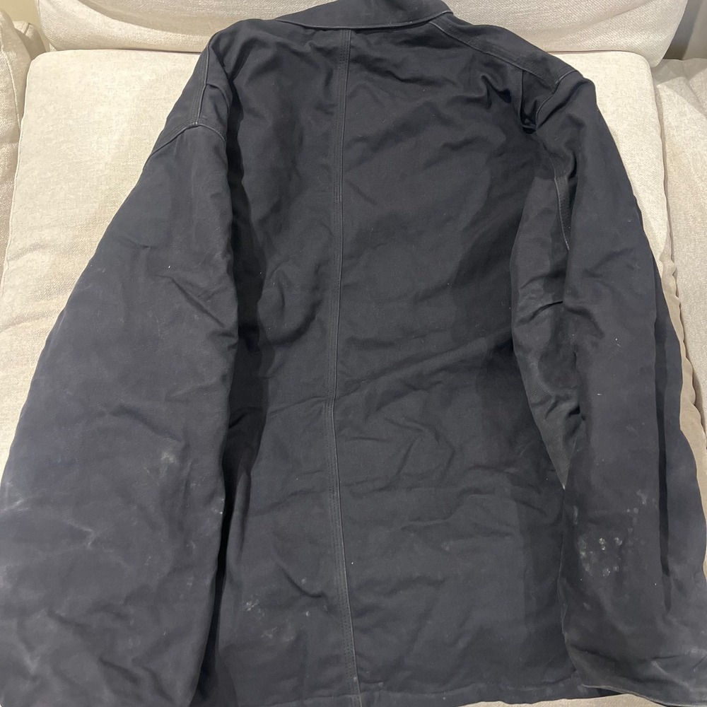 Size XL Carhartt Mens Black Flame-Resistant Quilted Lined Duck Traditional Coat - Picture 4 of 9